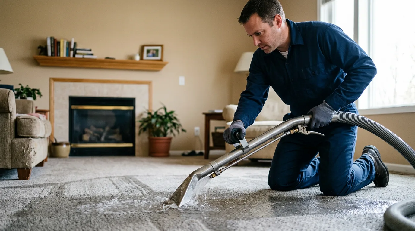 Water damage restoration technician working near Saint Charles, AR
